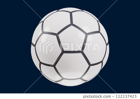 Realistic glossy soccer ball. Football game ball. Classic colors. 3d rendering 112137423