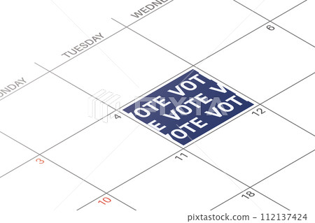Elections reminder icon. Calendar with american star symbol. 112137424