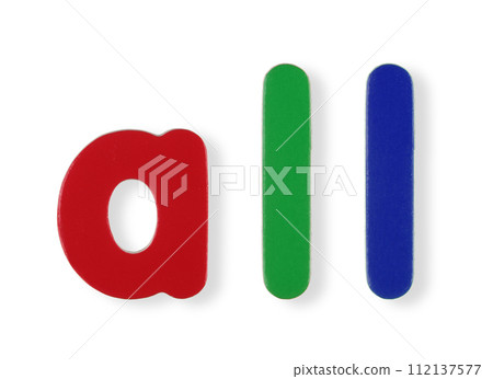 all word in coloured magnetic letters 112137577