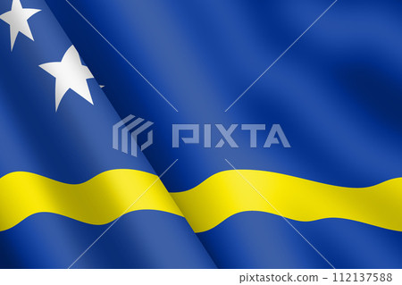 Curacao waving flag 3d illustration 112137588