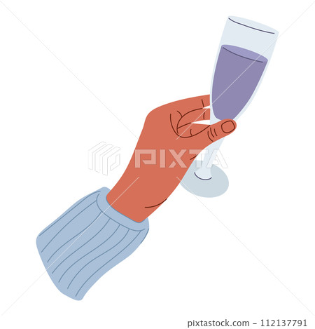 Drink in hand. People holding glass bar cocktail. Beverages in glass, cup, bottle, wineglass 112137791