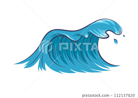 Vector ocean wave. Isolated water splash set in cartoon style. 112137820