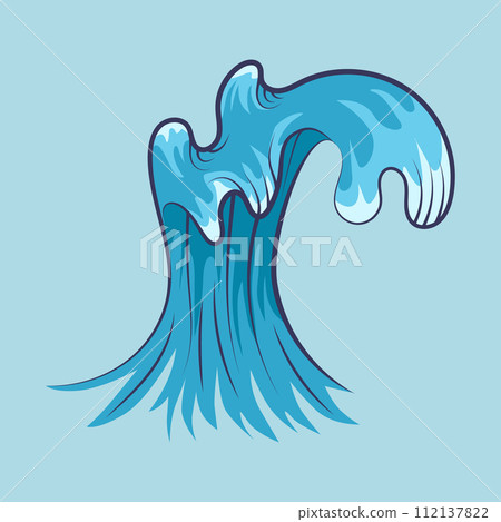 Vector ocean wave. Isolated water splash set in cartoon style. Vector ocean wave. Isolated water splash set in cartoon style. 112137822