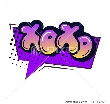 Comic speech bubble with emotion and text. Comic bubble speech clouds. Cartoon xoxo comic sign vector. 112137832