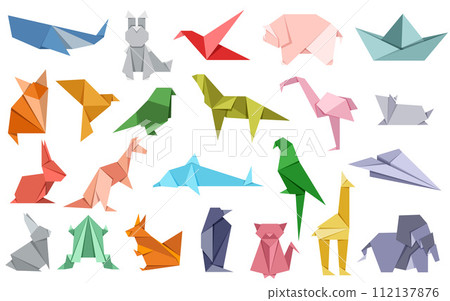 Animal origami vector. Origami japanese animal set. Modern hobby. Vector illustration EPS10 112137876