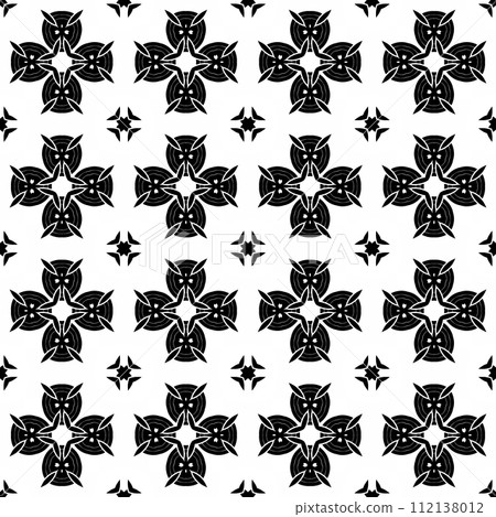 Black and white seamless pattern with oriental motif, monochrome mosaic Black and white seamless pattern with oriental motif, monochrome mosaic 112138012