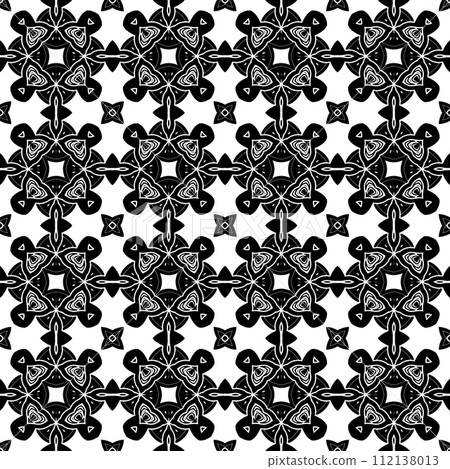 Black and white seamless pattern with oriental motif, monochrome mosaic Black and white seamless pattern with oriental motif, monochrome mosaic 112138013