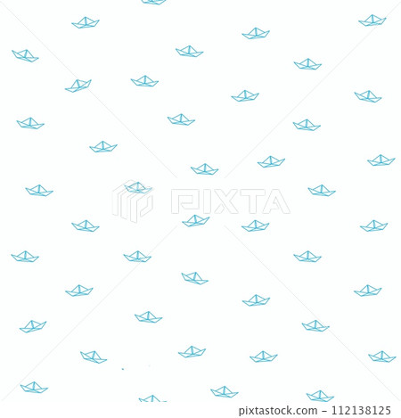 Delicate seamless pattern with paper boats on white background. For little sailors, their clothes, books and postcards. 112138125