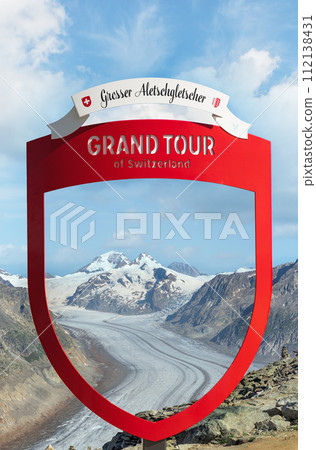 view of the Aletsch glacier in the swiss alps 112138431