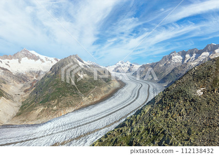 view of the Aletsch glacier in the swiss alps 112138432