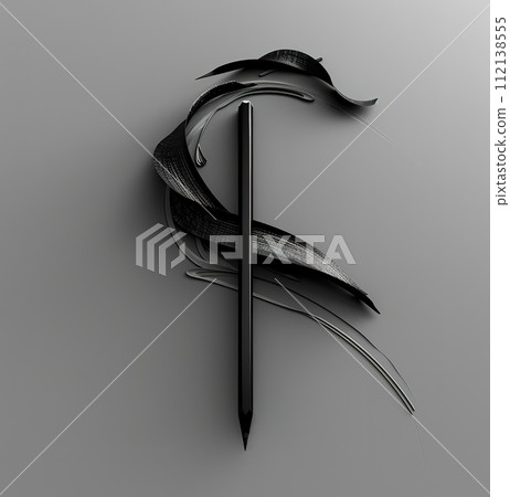 AI-generated content. Capturing the artistic process: a close-up of a pencil creating a swirl of graphite on a white canvas, illustrating the beauty of drawing and sketching 112138555