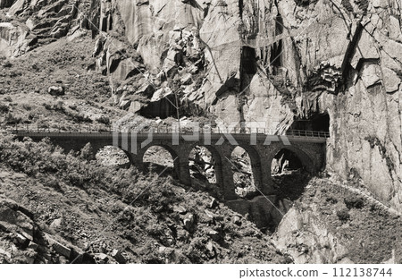 Devil's bridge on the Swiss alps Devil's bridge on the Swiss alps 112138744