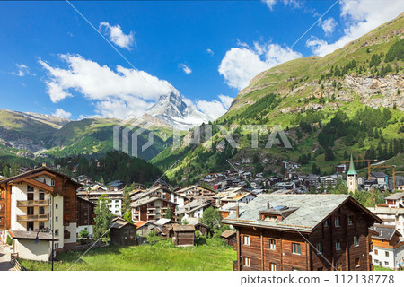 view of the city of Zermatt in the swiss alps view of the city of Zermatt in the swiss alps 112138778