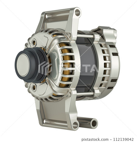 Starter motor. 3D rendering Starter motor. 3D rendering 112139042