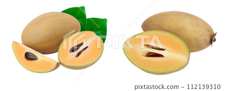 Sapodilla isolated on white background with full depth of field 112139310