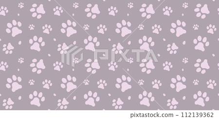 Seamless pattern of paw footprint 112139362