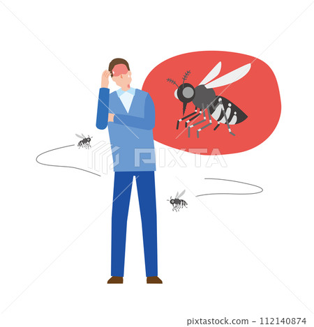 A man becomes ill due to mosquitoes and malaria 112140874