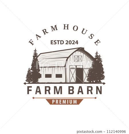 Barn logo agriculture building template farmer farm vintage design simple retro style illustration 112140996