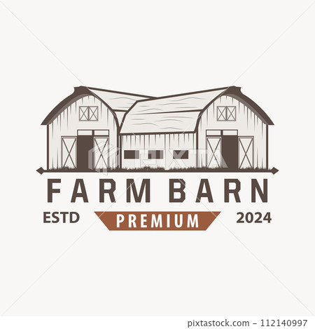 Barn logo agriculture building template farmer farm vintage design simple retro style illustration Barn logo agriculture building template farmer farm vintage design simple retro style illustration 112140997