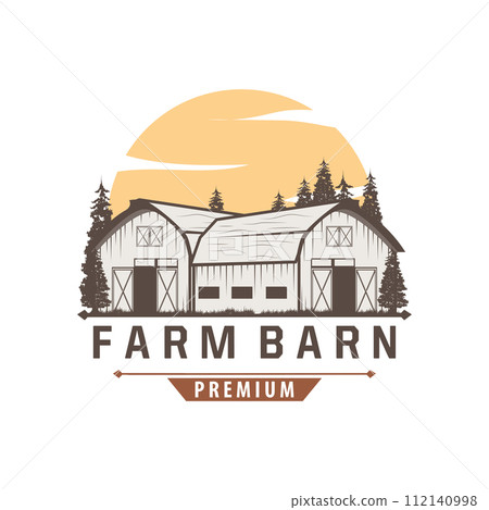Barn logo agriculture building template farmer farm vintage design simple retro style illustration 112140998