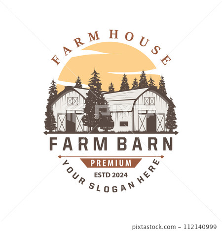 Barn logo agriculture building template farmer farm vintage design simple retro style illustration Barn logo agriculture building template farmer farm vintage design simple retro style illustration 112140999