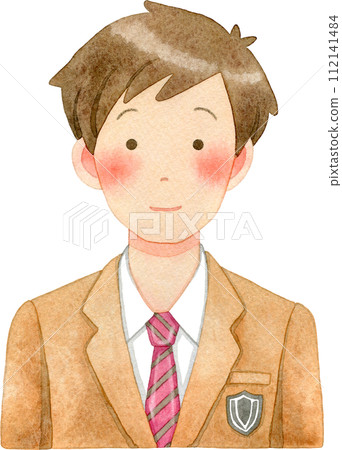 穿著西裝外套的男學生（男高中生/男國中生）的水彩插圖 112141484