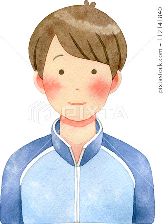 穿著球衣的男學生(高中男生/國中男生)的水彩插圖 穿著球衣的男學生(高中男生/國中男生)的水彩插圖 112141840