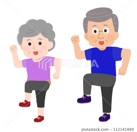 老年男女做健身操的插圖 112141989