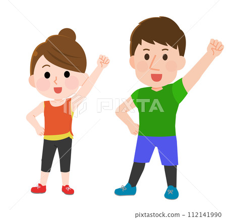 精力充沛的男女鍛鍊的插圖 精力充沛的男女鍛鍊的插圖 112141990