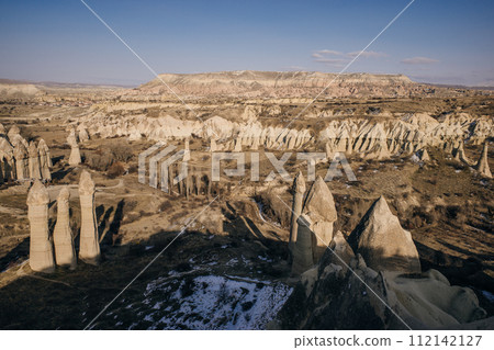 Cave town and rock formations in Zelve Valley, Cappadocia, Turkey - feb 2023 112142127