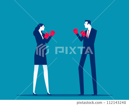Business people with boxing. Competition vector concept 112143248