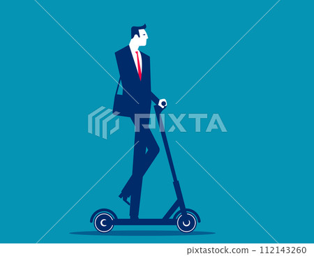 Business man with riding scooter. Vector illustration concept 112143260