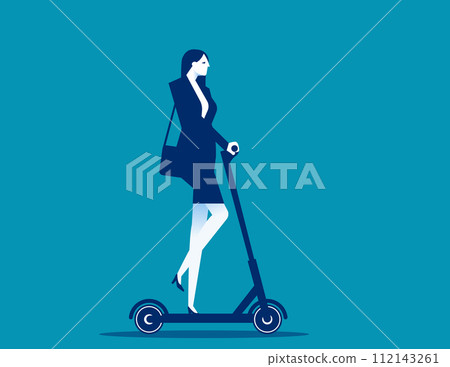 Business man with riding scooter. Vector illustration concept 112143261