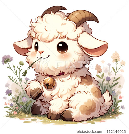 可愛的羊在玩野花 112144023