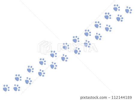 Diagonal cat footprints crayon touch blue 112144189