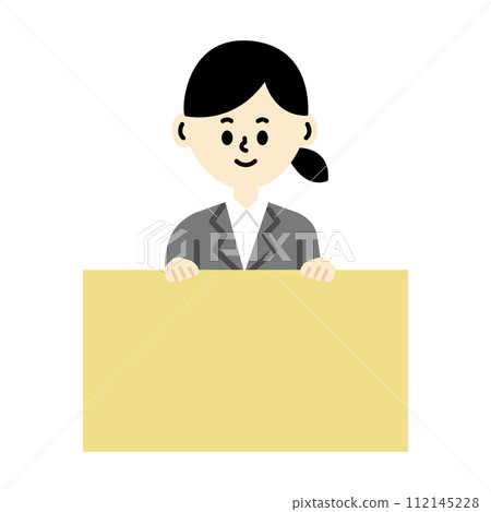 Business Person White Sign Text Frame Suit Female Illustration 112145228