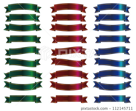 Shiny ribbon green red blue set 112145711