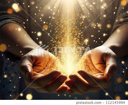 Light overflowing from the palm of your hand Light overflowing from the palm of your hand 112145994