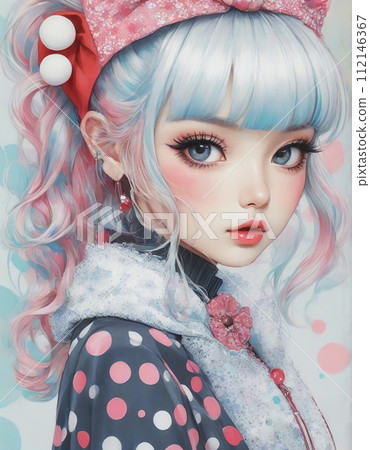 流行可愛的女人圓點插畫藝術 112146367