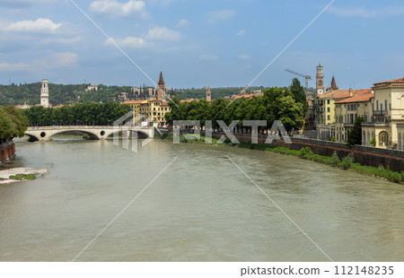 landscape on the river Adige in Verona 112148235
