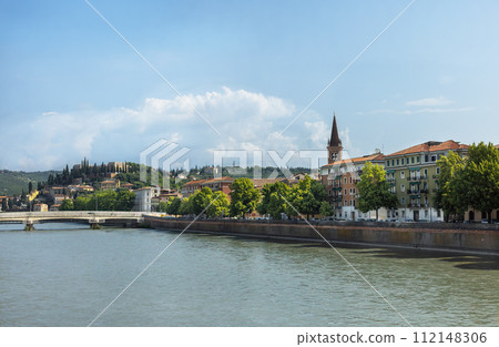 landscape on the river Adige in Verona 112148306