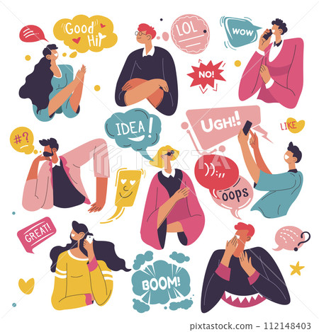 Emoticons and stickers used in conversations talk 112148403