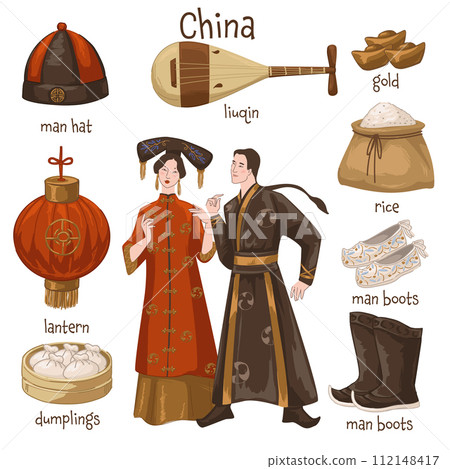 Chinese culture and traditions, man and woman Chinese culture and traditions, man and woman 112148417