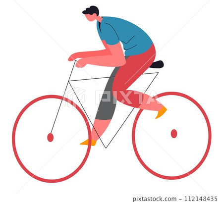 Man riding bike, healthy lifestyle guy on bicycle Man riding bike, healthy lifestyle guy on bicycle 112148435