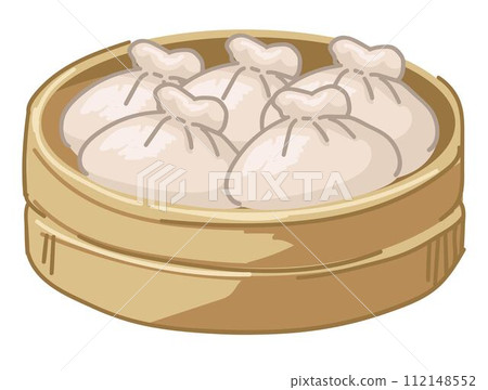 Chinese dumplings food served in wooden plate Chinese dumplings food served in wooden plate 112148552