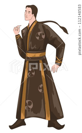 Chinese man wearing traditional clothes vector Chinese man wearing traditional clothes vector 112148583
