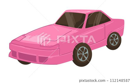 Retro car from 2000s, modern transport pink auto 112148587
