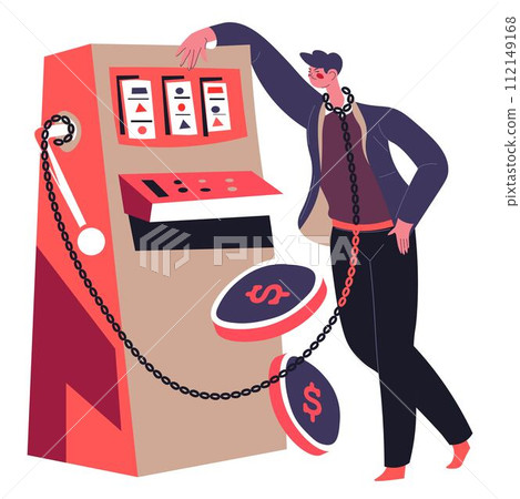 Game addition, man gambling and losing money 112149168