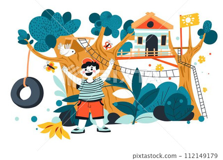 Amusement park for kid, child playing tree house Amusement park for kid, child playing tree house 112149179