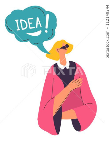 Woman with idea, inspiration and thoughts vector 112149244